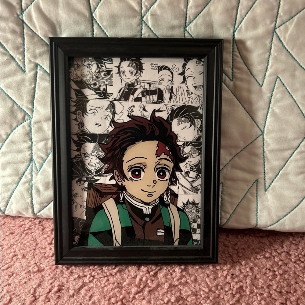 Anime Glass Painting Tanjiro Demon Slayer Handmade